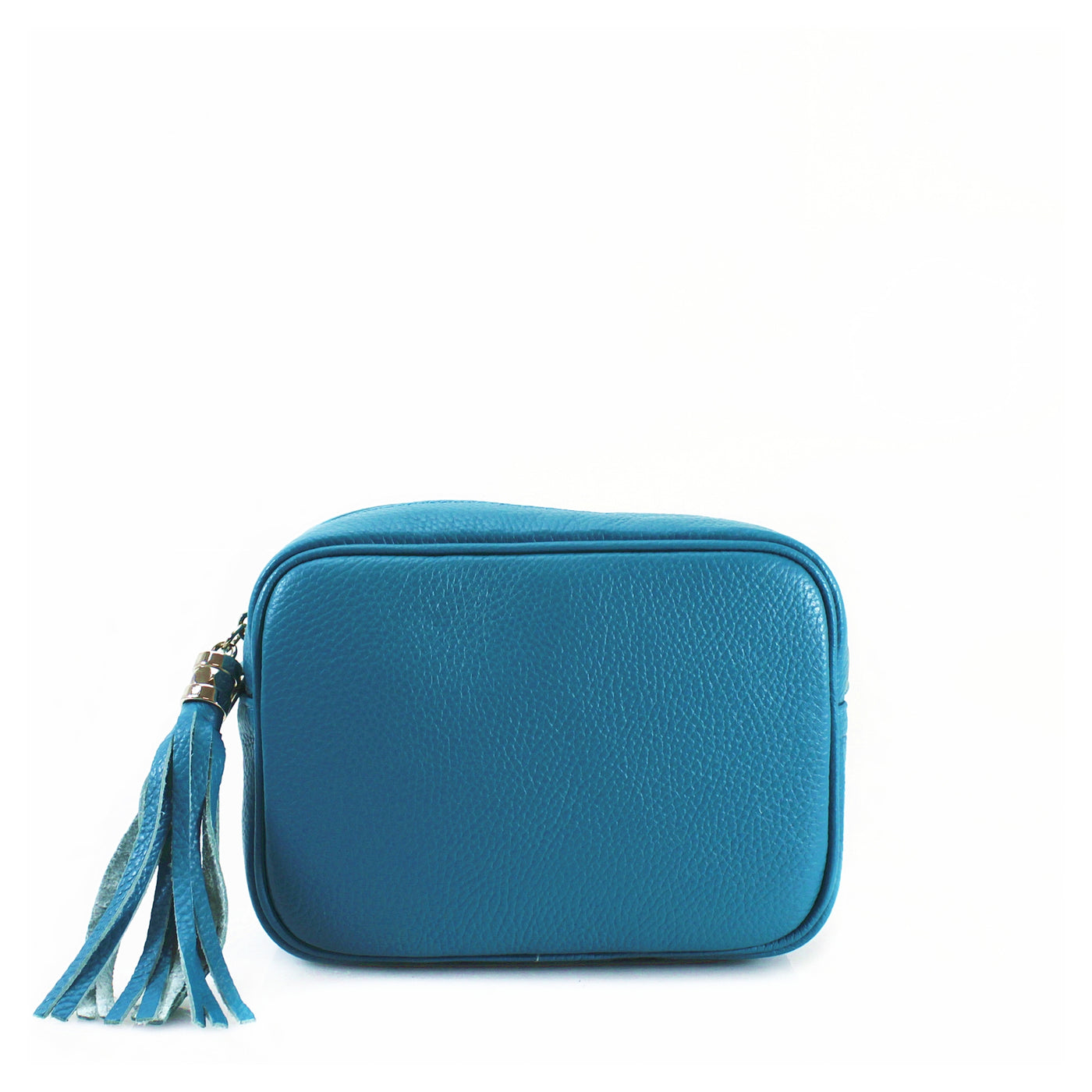 Leather Camera Tassel Handbag - Turquoise