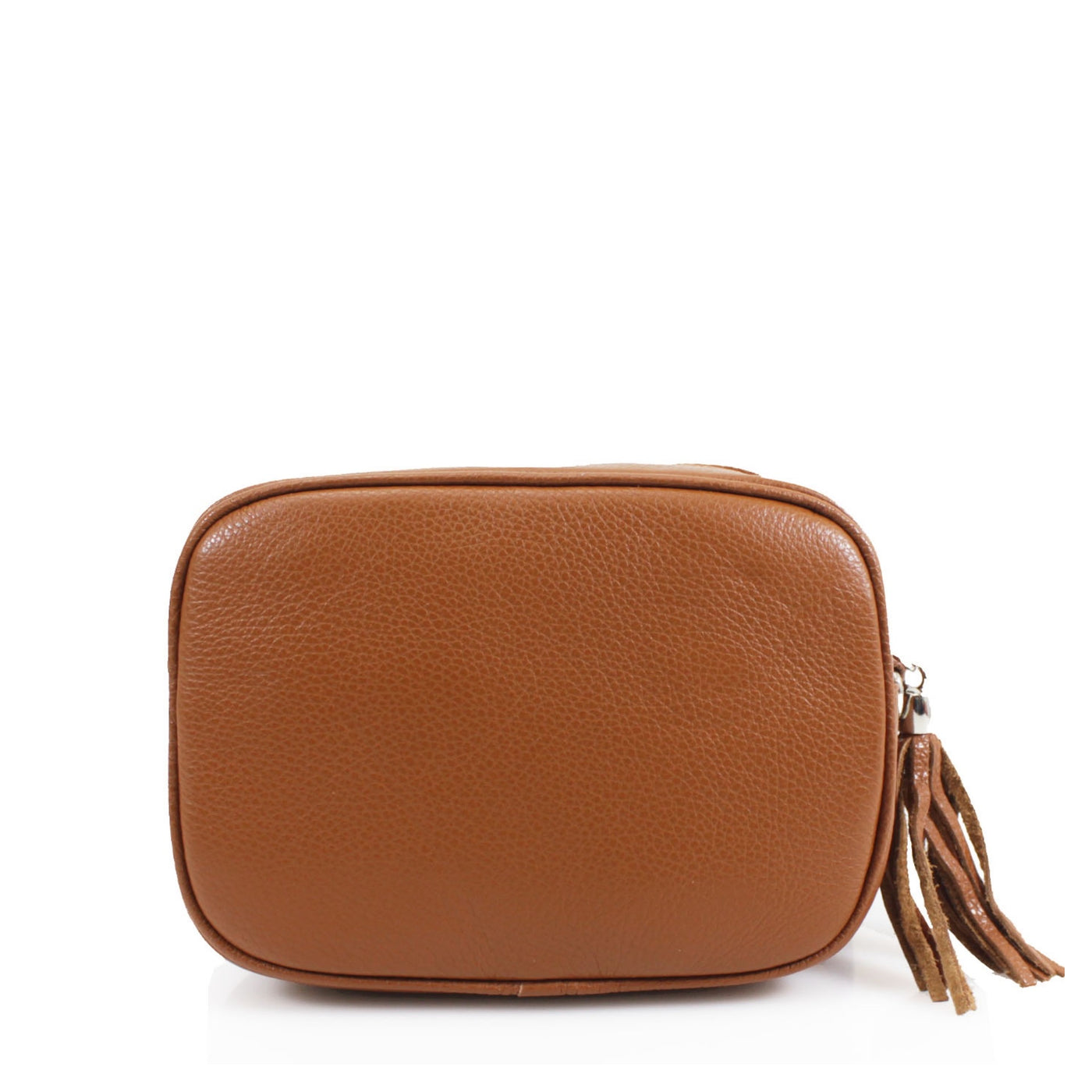 Leather Camera Tassel Handbag - Tan Brown