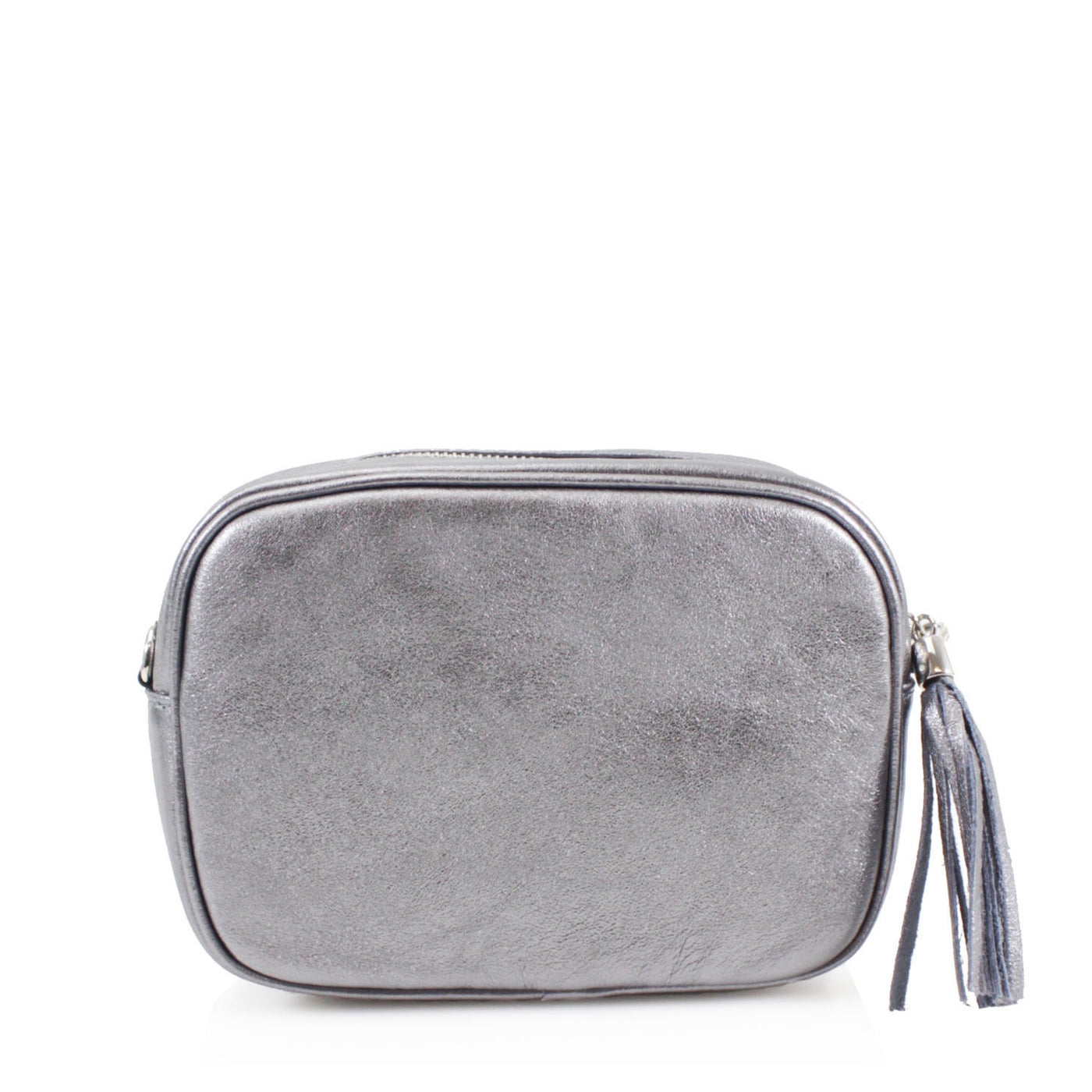 Leather Camera Tassel Handbag - Dark Silver