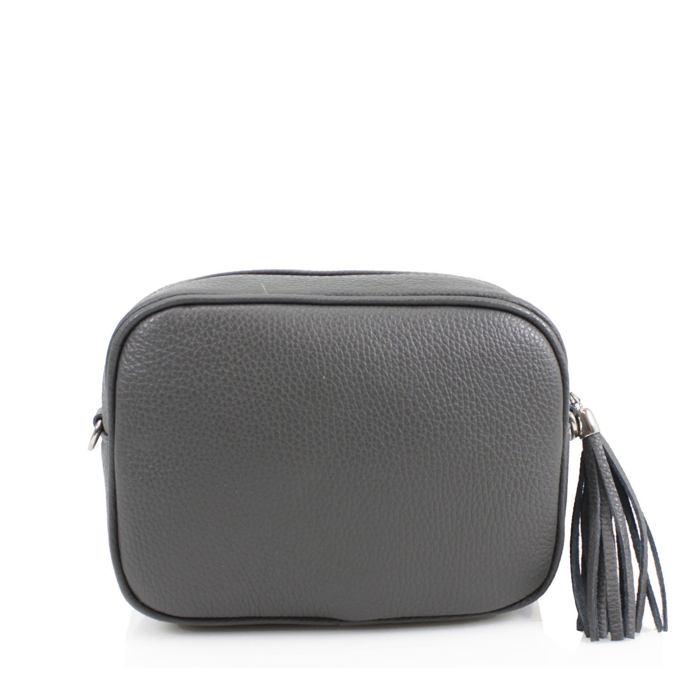 Leather Camera Tassel Handbag - Dark Grey