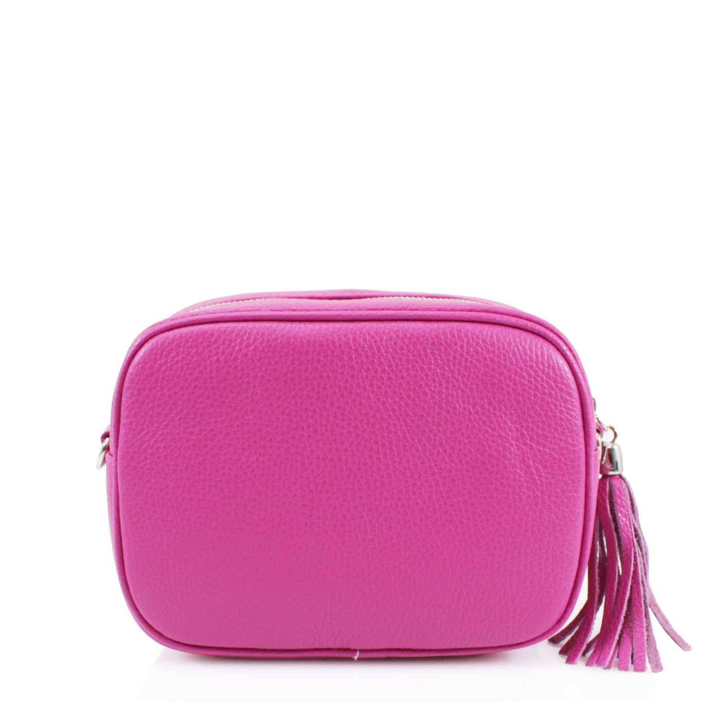 Leather Camera Tassel Handbag - Fuchsia Pink