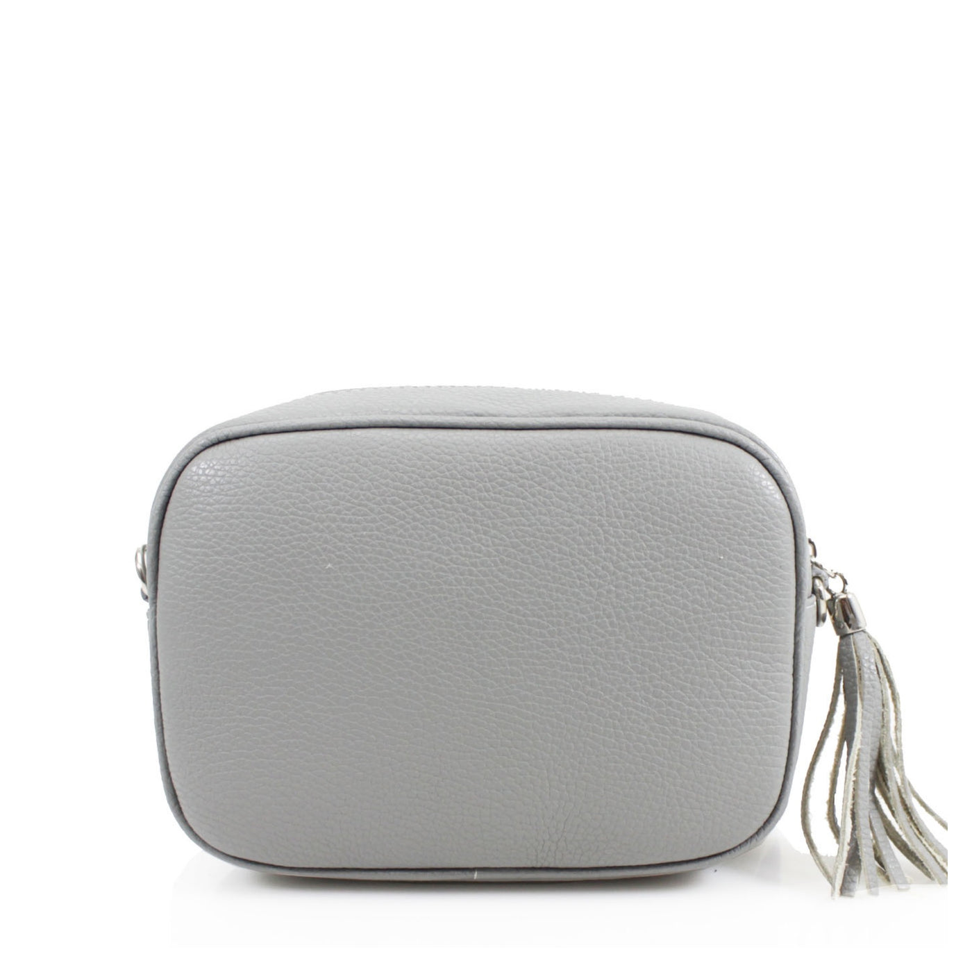 Leather Camera Tassel Handbag - Light Grey