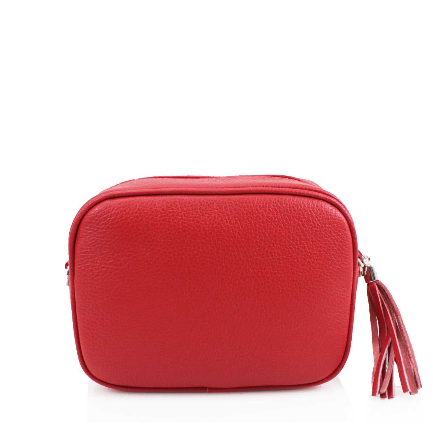 Leather Camera Tassel Handbag - Red