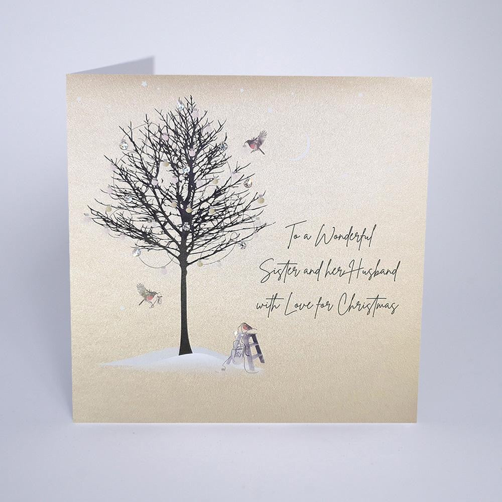 Five Dollar Shake - Sister & her Husband Tree & Robins Christmas Card