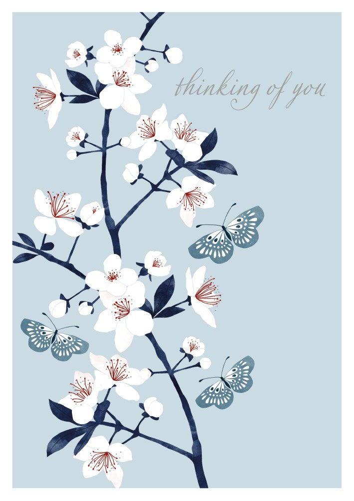 The Art File -Thinking of You Floral Butterflies Blank Card