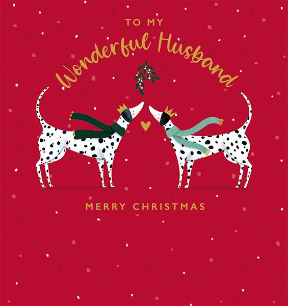 The Art File -Wonderful Husband Dalmatian Christmas Card