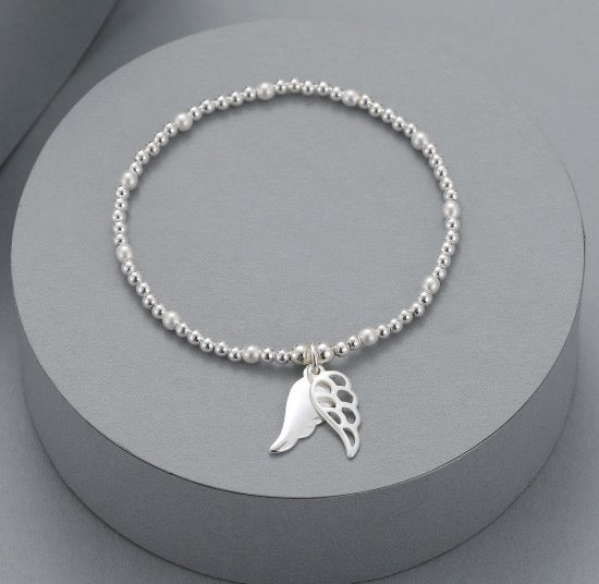 Gracee Jewellery Silver Angel Wing Stretch Bracelet
