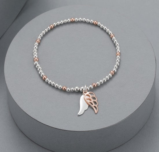 Gracee Jewellery Silver  & Rose Gold Angel Wing Stretch Bracelet