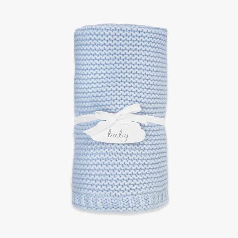 Katie Loxton Cotton Knitted Baby Blanket - Baby Blue