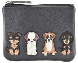 Mala Leather Best Friends Sitting Dogs Coin Purse (4225 65)  - Charcoal Grey