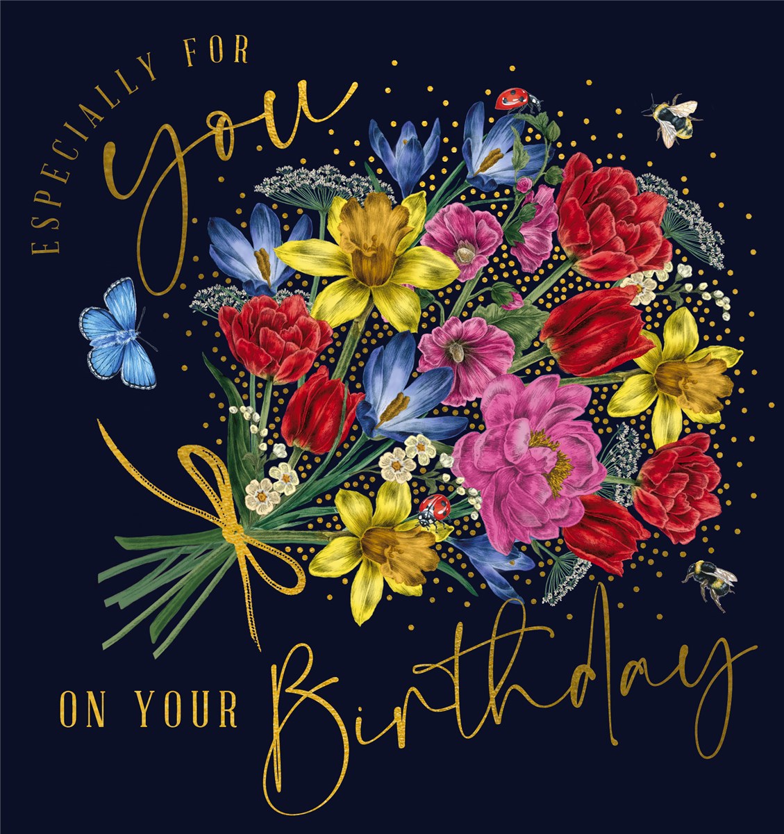 The Art File - Especially for You on your Birthday Navy Floral Card
