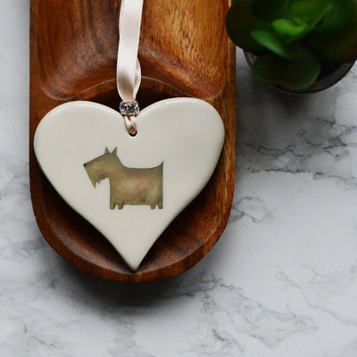 Dimbleby Ceramics Dog LARGE Hanging Heart - Scottie Dog