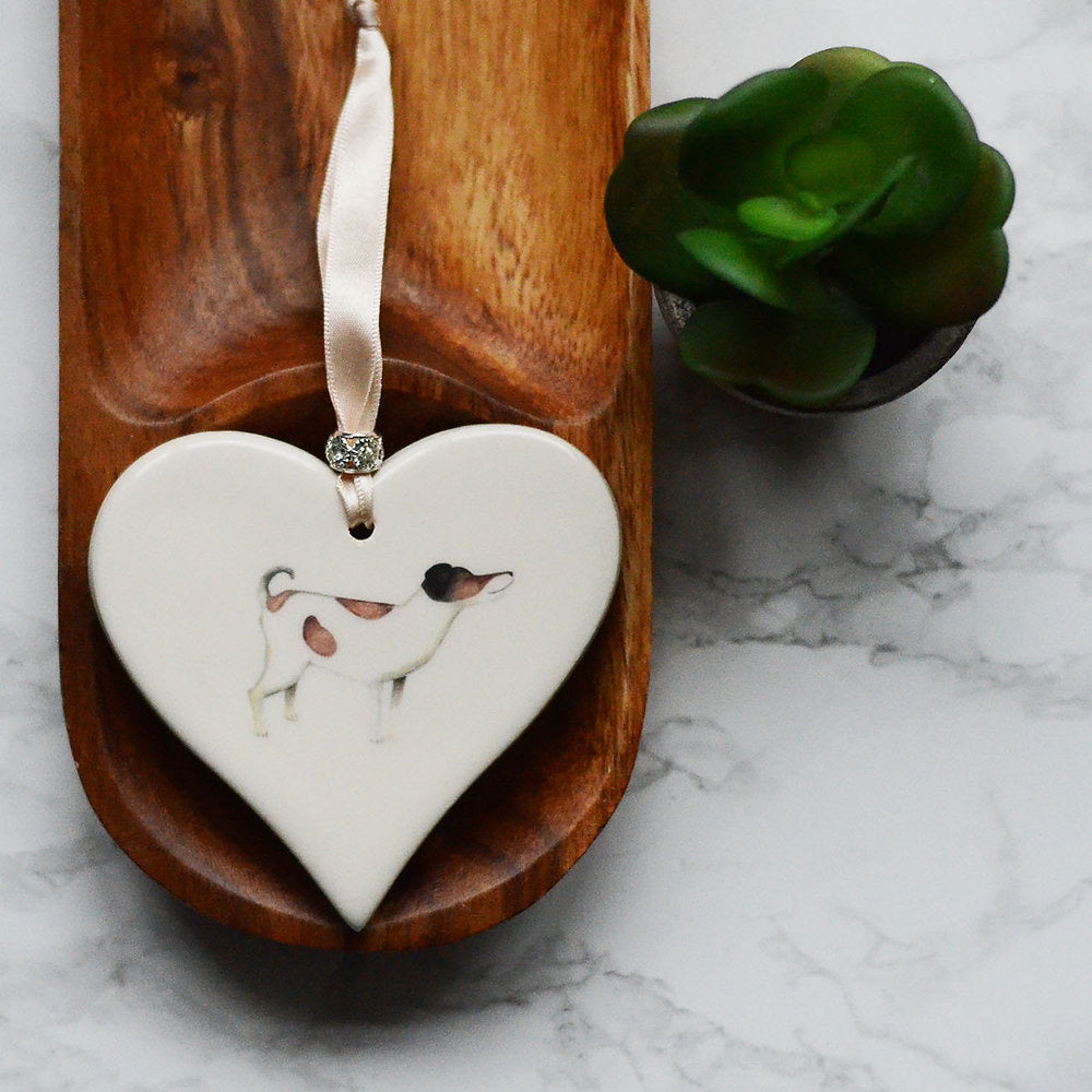 Dimbleby Ceramics Dog LARGE Hanging Heart - Jack Russell