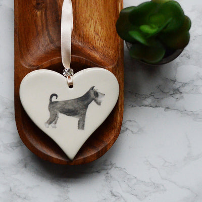 Dimbleby Ceramics Dog LARGE Hanging Heart - Schnauzer