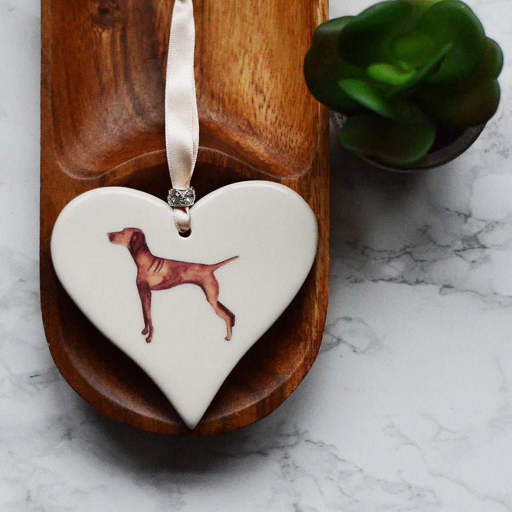 Dimbleby Ceramics Dog LARGE Hanging Heart - Vizsla