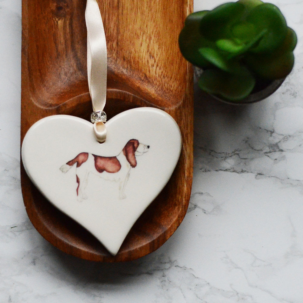 Dimbleby Ceramics Dog LARGE Hanging Heart - Springer Spaniel