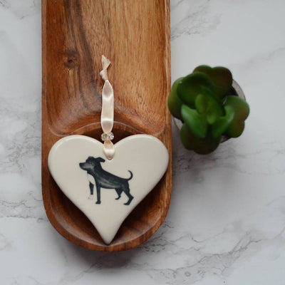 Dimbleby Ceramics Dog LARGE Hanging Heart - Staffordshire Bull Terrier