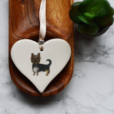 Dimbleby Ceramics Dog LARGE Hanging Heart - Yorkshire terrier