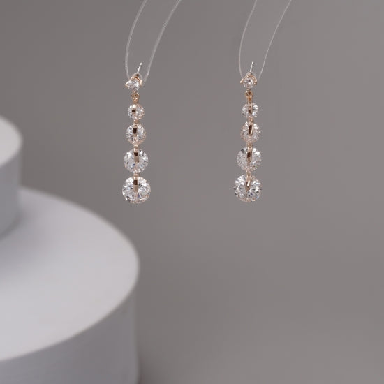 Gracee Jewellery Dangly Crystal Drop Earrings - Rose Gold