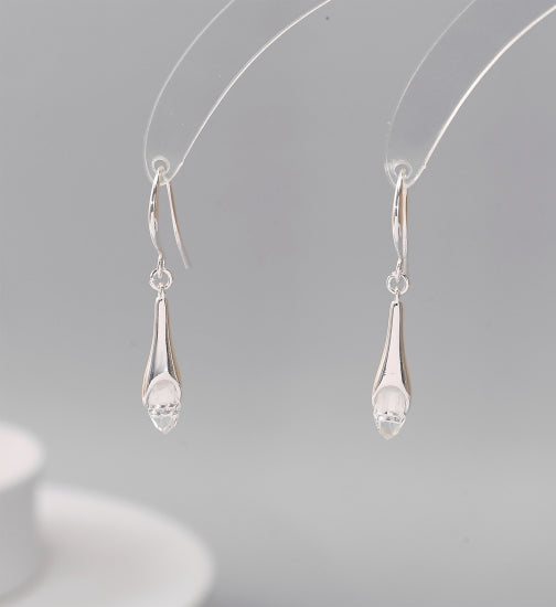 Gracee Jewellery Silver Dangly Crystal Tipped Earrings - Silver