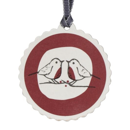 East of India Round Gift Tag - Pair of Robins -  Single Tag