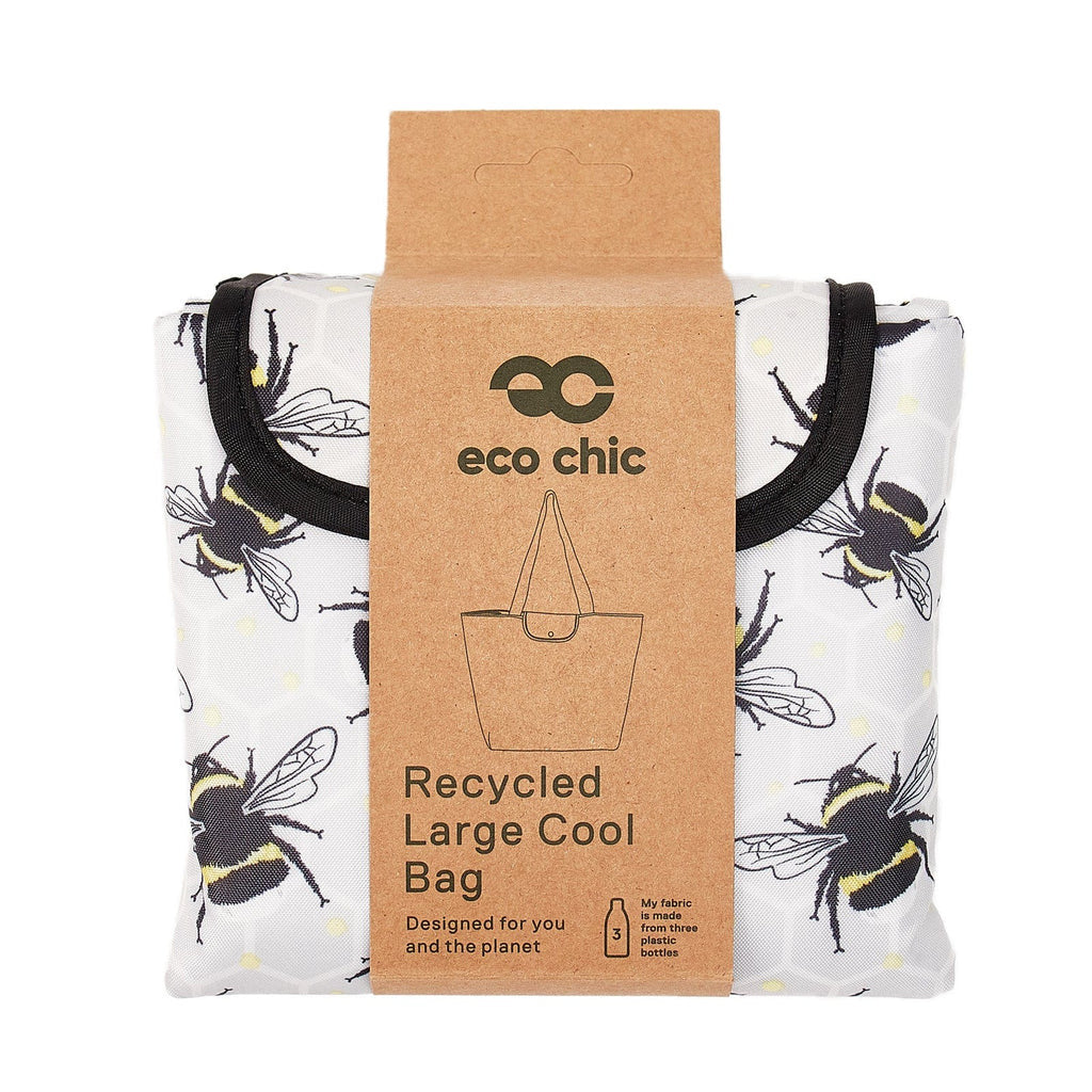 Eco Chic Lightweight Foldable Recycled Large Cool Bag- Bumble Bee - Grey
