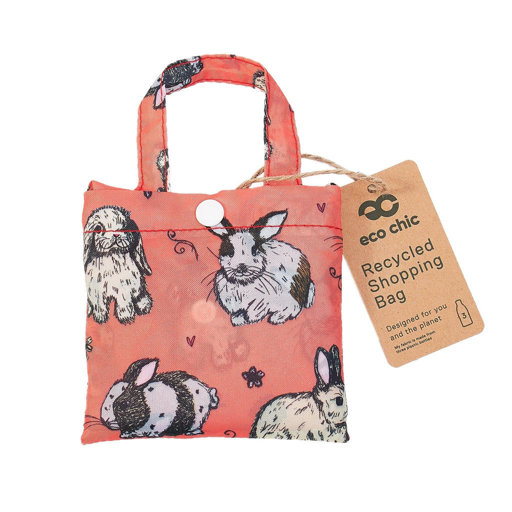 Eco Chic Foldable Recycled Shopping Bag - Bunny - Tangerine