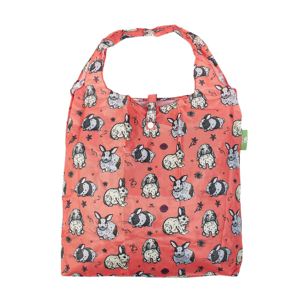 Eco Chic Foldable Recycled Shopping Bag - Bunny - Tangerine