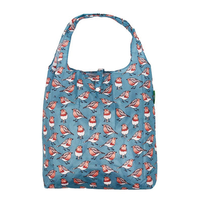 Eco Chic Foldable Recycled Shopping Bag - Robins -Teal Blue