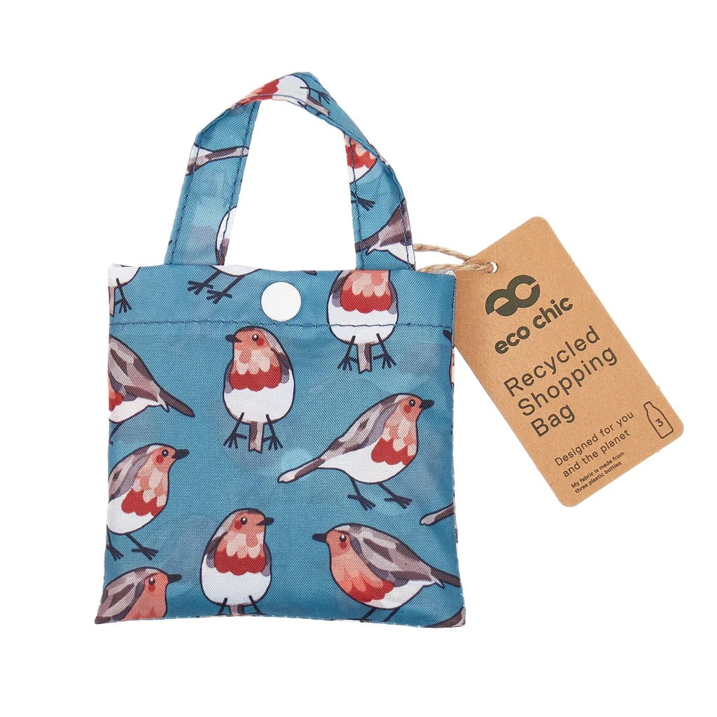 Eco Chic Foldable Recycled Shopping Bag - Robins -Teal Blue