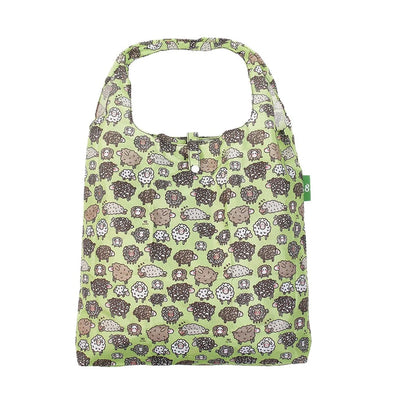 Eco Chic Foldable Recycled Shopping Bag - Cute Sheep - Green