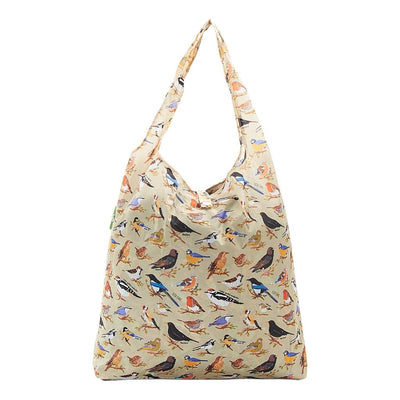 Eco Chic Foldable Recycled Shopping Bag - Wild Birds - Green