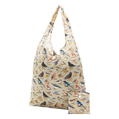 Eco Chic Foldable Recycled Shopping Bag - Wild Birds - Green