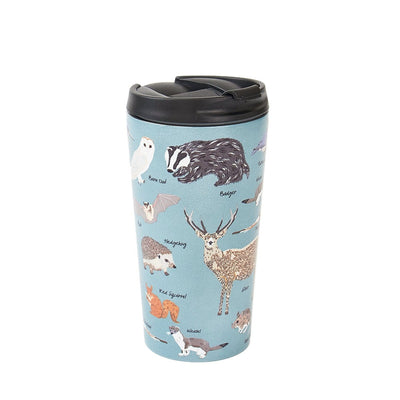 Eco Chic Thermal Coffee Cup - Olive Woodland - Teal