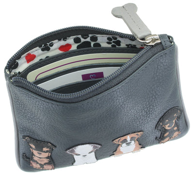 Mala Leather Best Friends Sitting Dogs Coin Purse (4225 65)  - Charcoal Grey