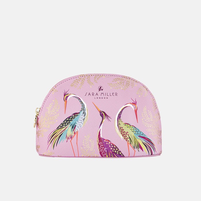 Sara Miller Havali Garden Cranes Small Cosmetic Bag - Pink