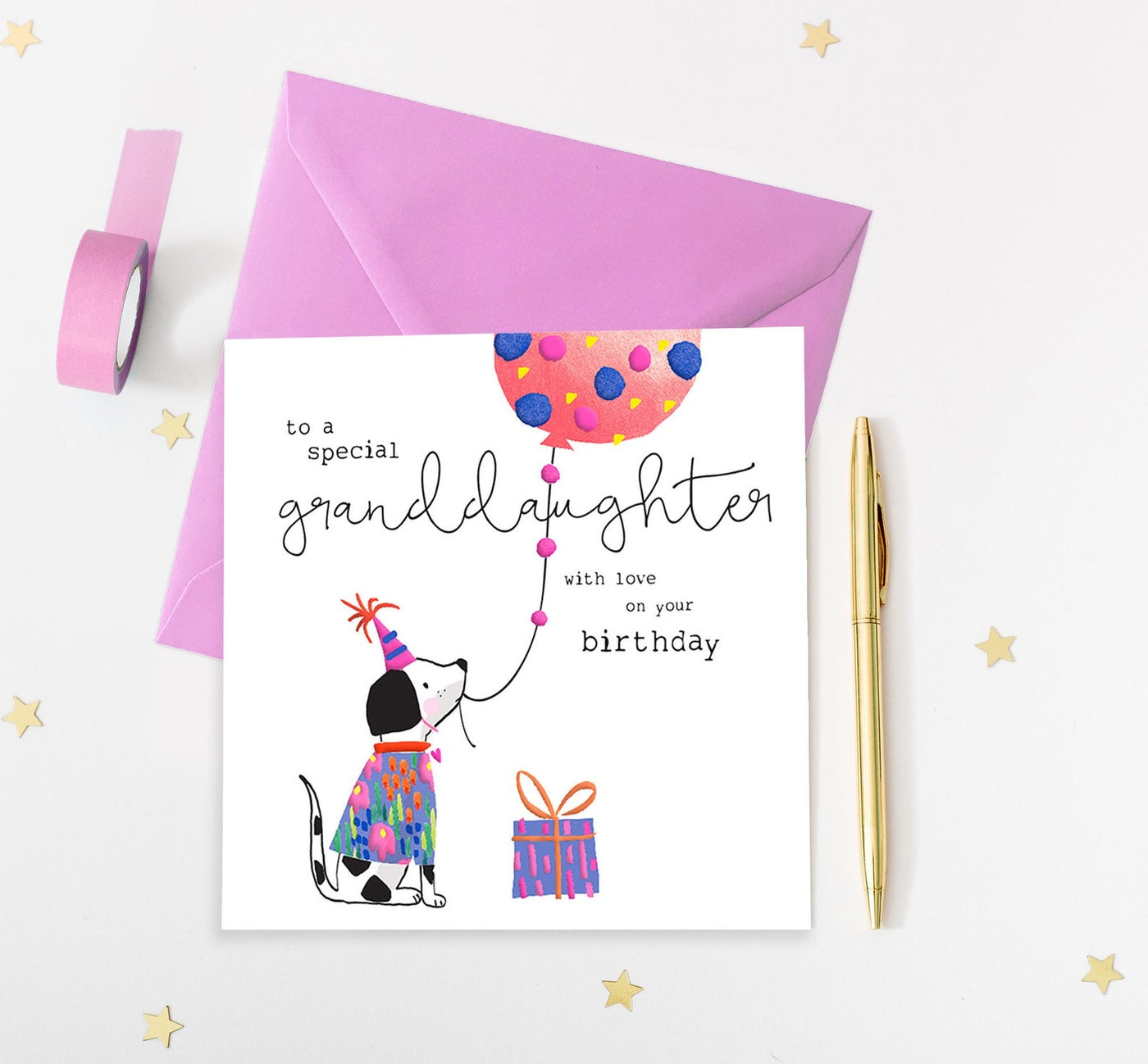 Rosanna Rossi Special Granddaughter Dog with Balloon Birthday Card