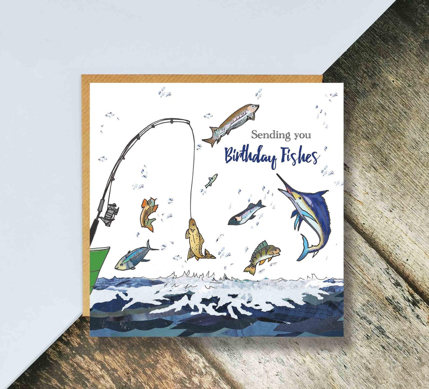 Flying Teaspoons Sending you Birthday Fishes Card