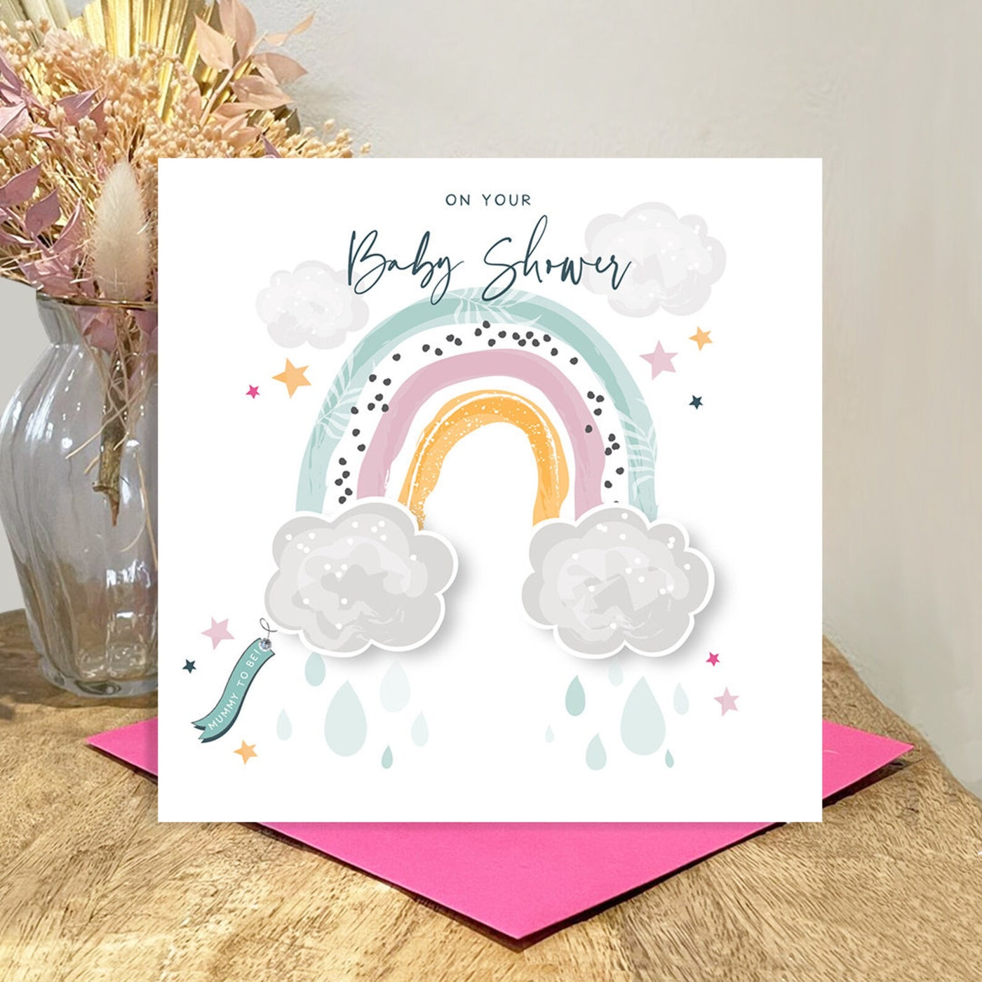 On your Baby Shower Rainbow Card