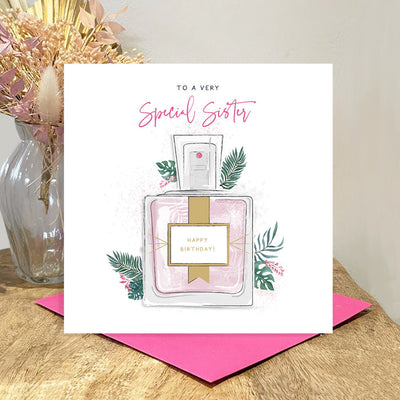 Special Sister Perfume Bottle Birthday Card