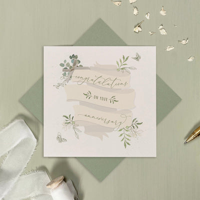 Congratulations on your Anniversary Scroll Design Card