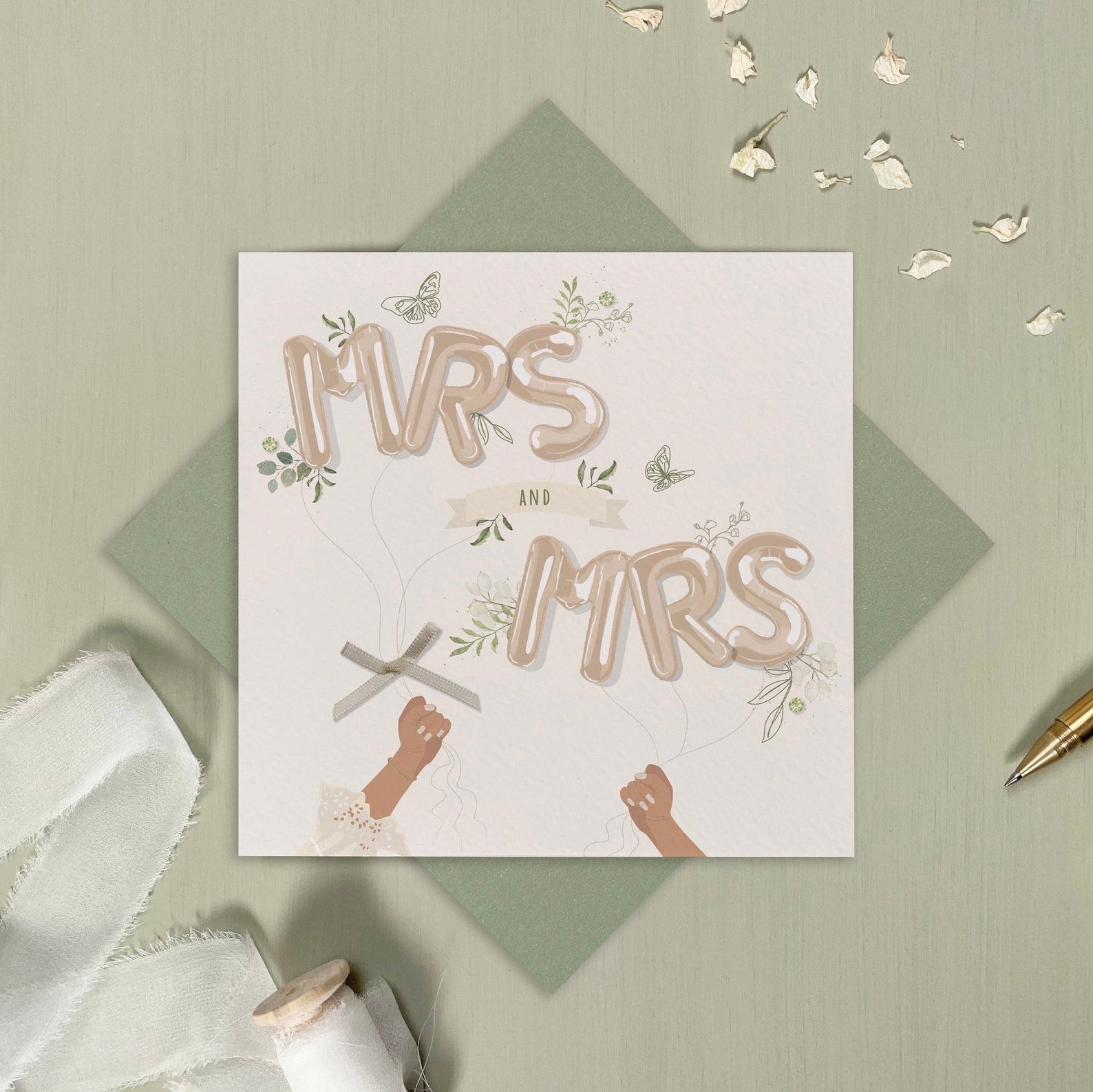 Mrs &amp; Mrs Balloons Wedding Card