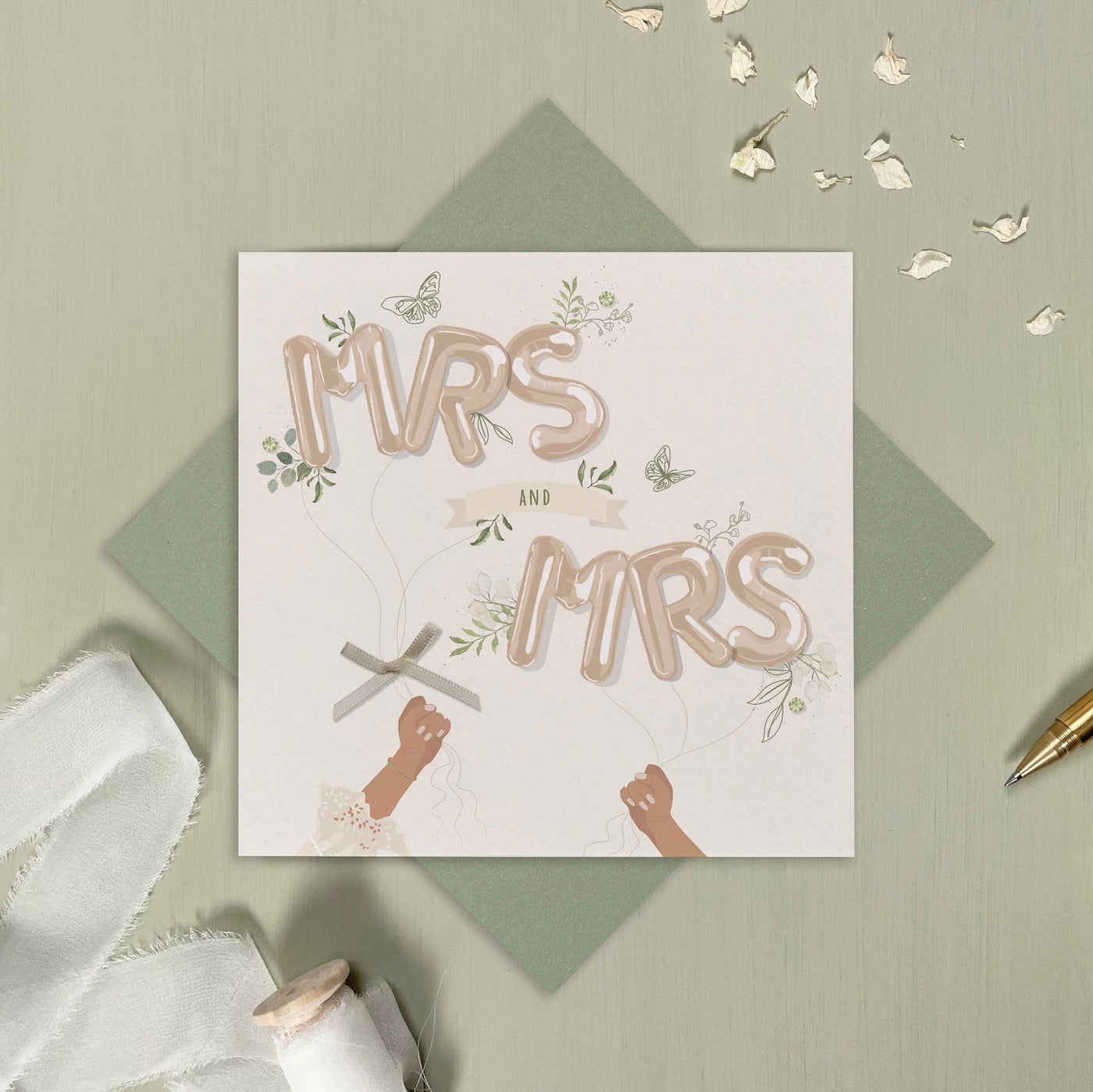 Mrs & Mrs Balloons Wedding Card