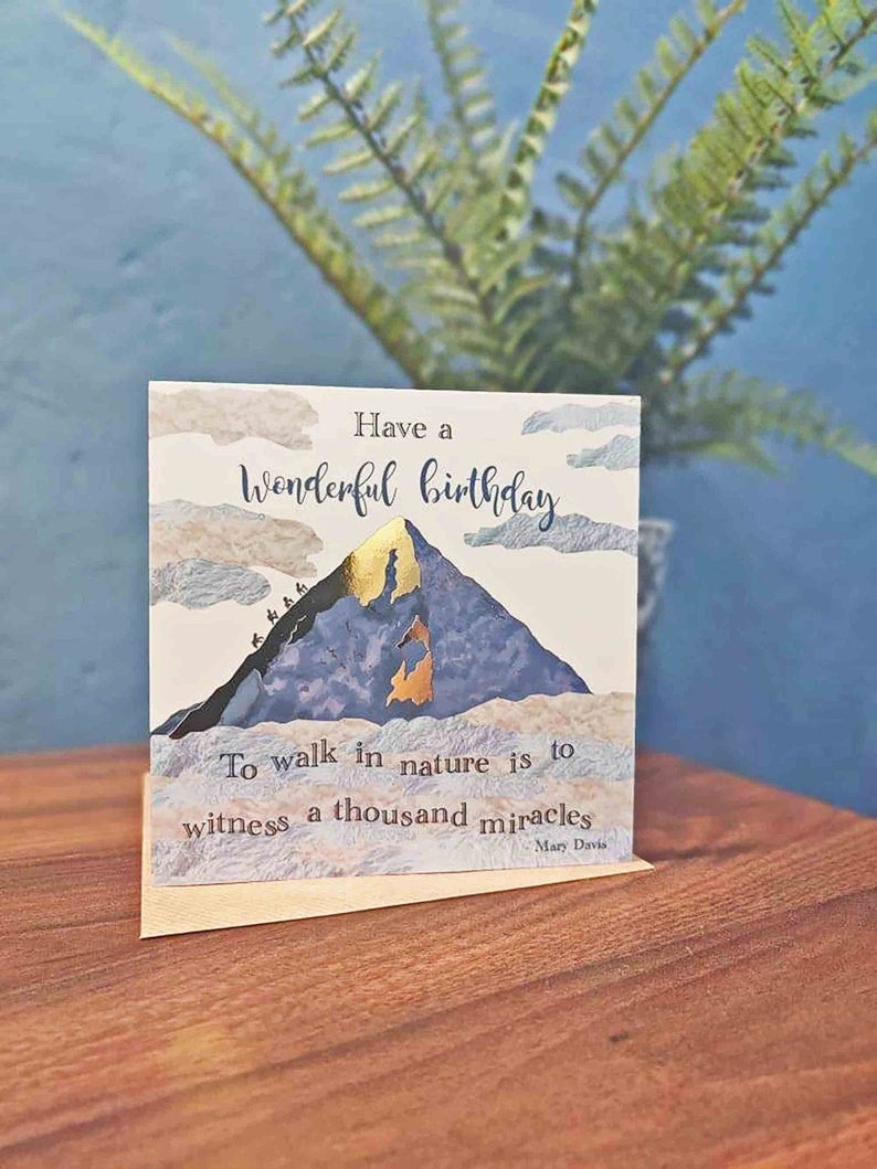 Flying Teaspoons - Mountain Foil Birthday Card
