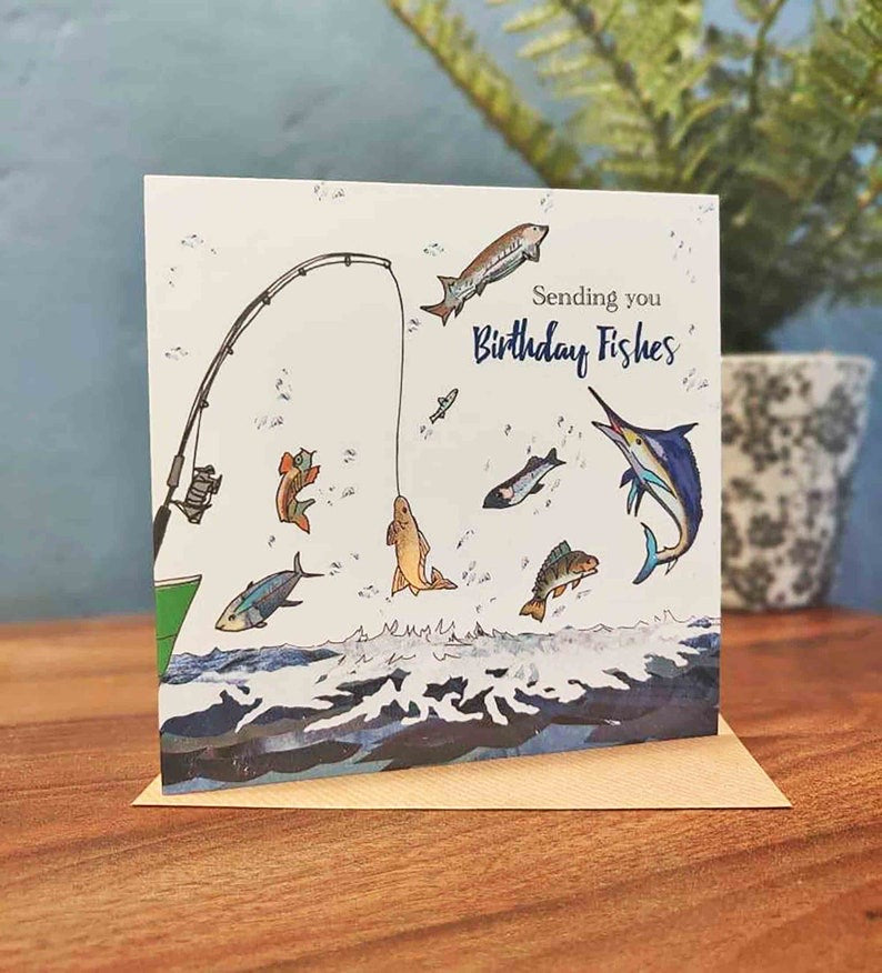 Flying Teaspoons Sending you Birthday Fishes Card