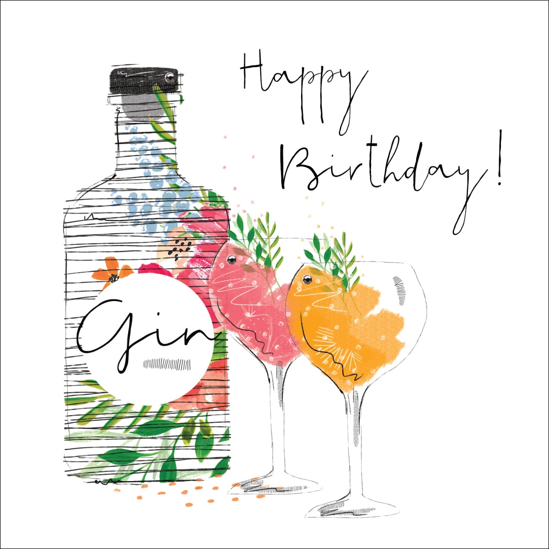 Happy Birthday Gin & Glasses Card