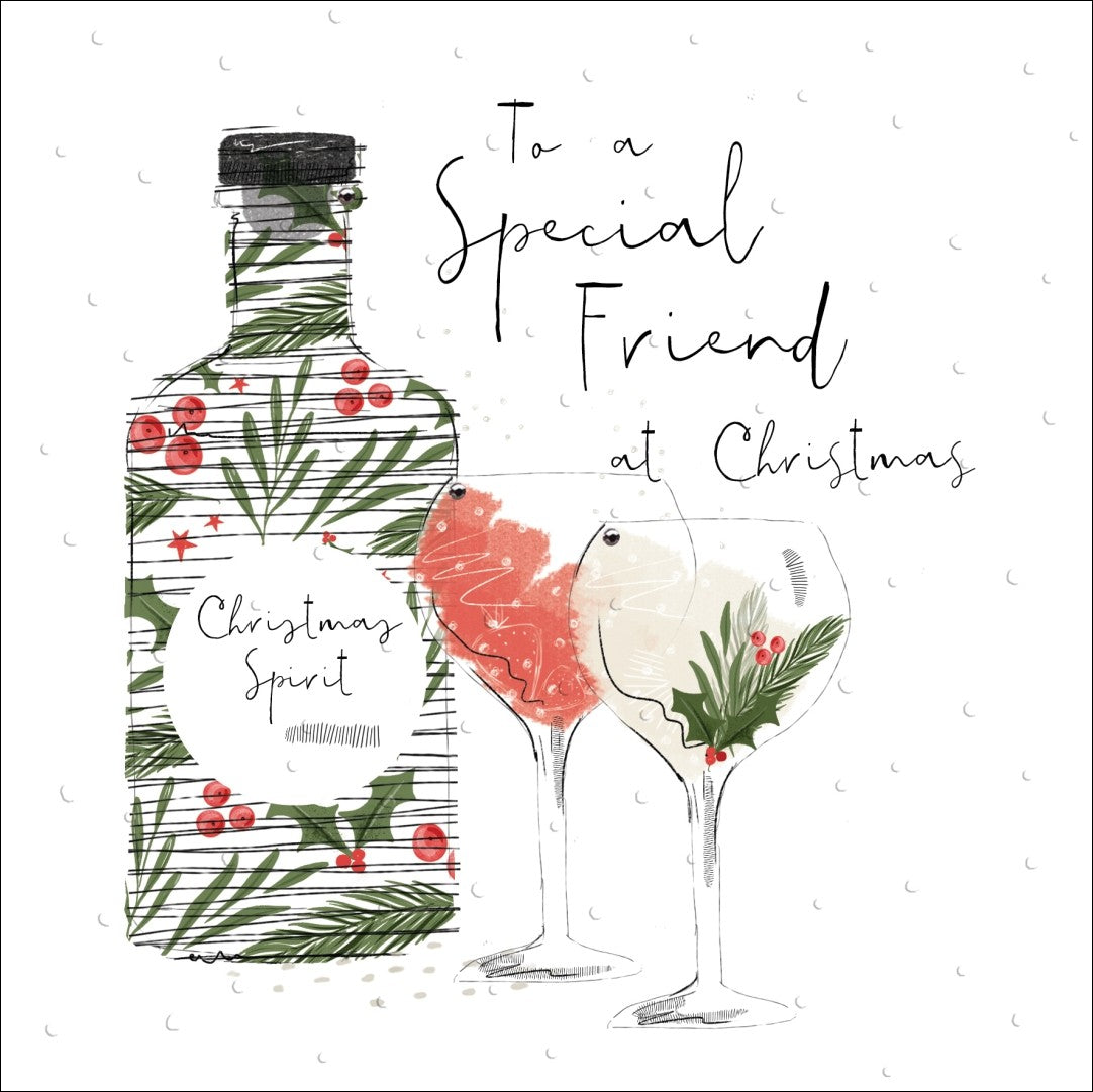 Special Friend Christmas Spirit & Glasses Christmas Card