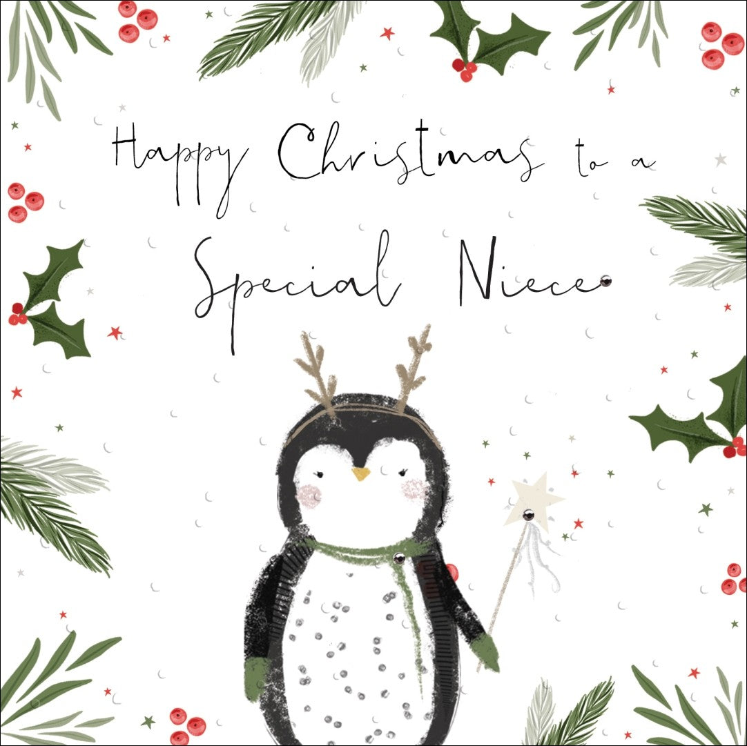 Special Niece Penguin Christmas Card