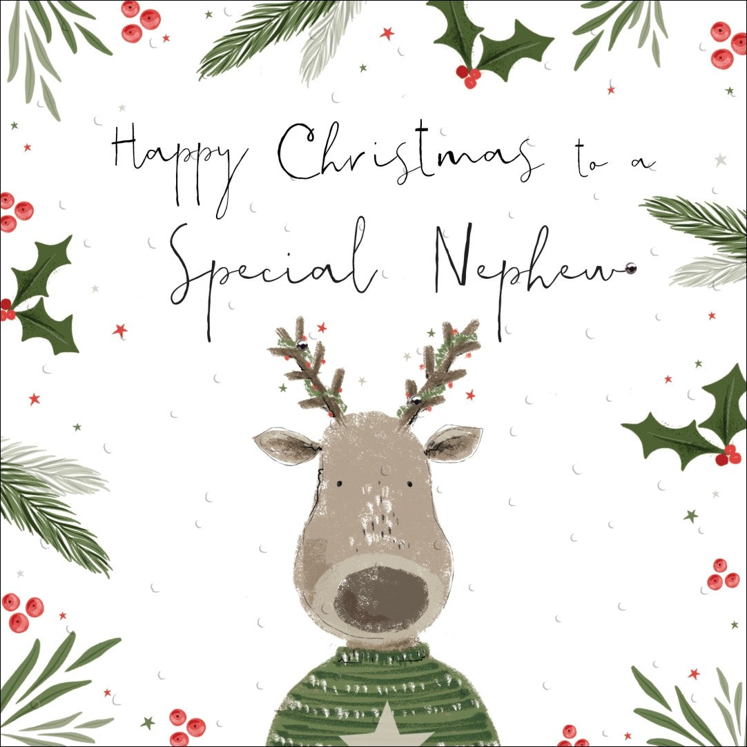 Special Nephew Reindeer Christmas Card