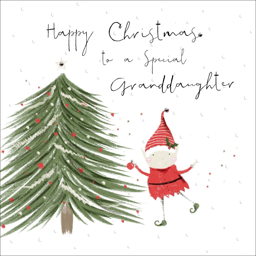 Special Granddaughter Elf Christmas Card